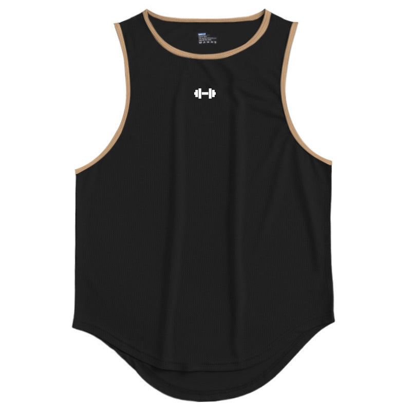 Men's Quick-Dry Sleeveless Fitness Vest Black Khaki T-Shirts