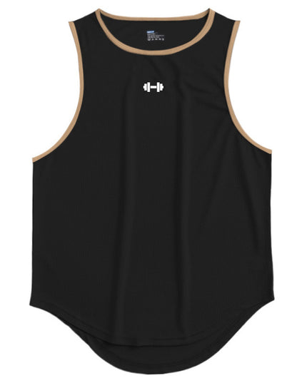 Men's Quick-Dry Sleeveless Fitness Vest Black Khaki T-Shirts