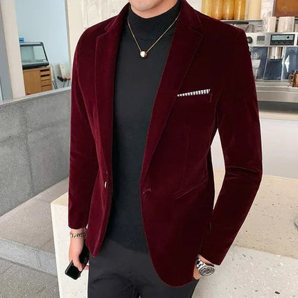 Ben | Soft-touch velvet blazer Red