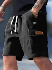 Men’s Loose Striped Casual All-Match Shorts Black Shorts