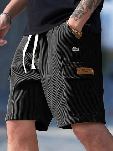 Men’s Loose Striped Casual All-Match Shorts Black Shorts