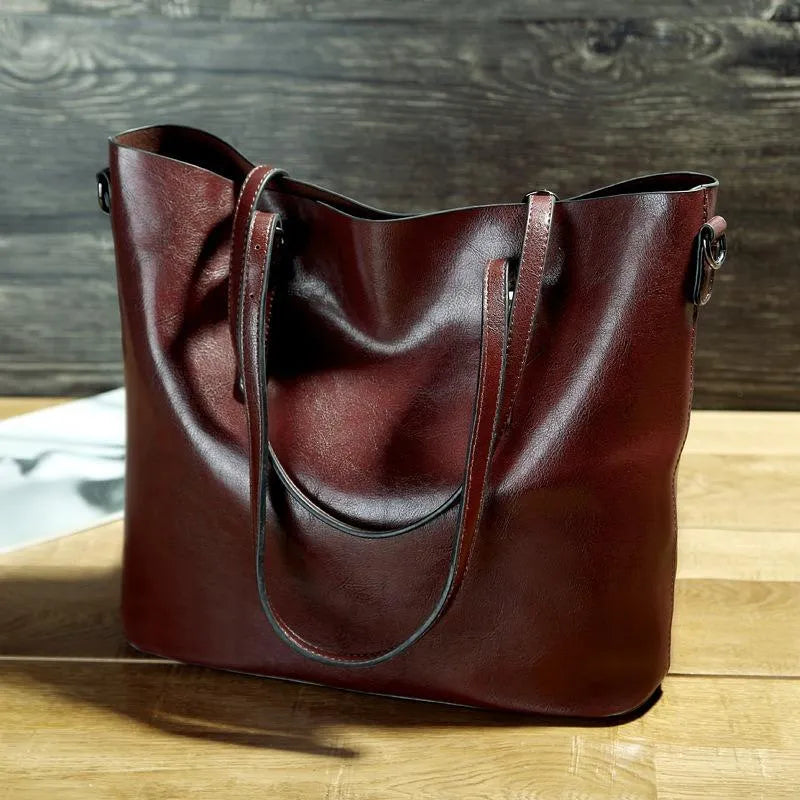 Nicholle | Vintage Leather Shoulder Handbag Wine Handbags