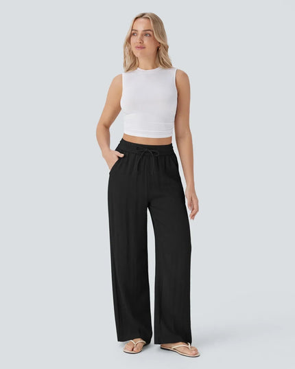 Elegant Linen Wide‑Leg Pants Women Pants