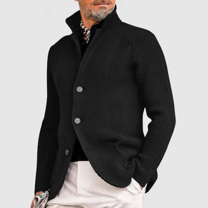 Men's Classic Stand-Up Collar Knitted Sweate Black Sweaters