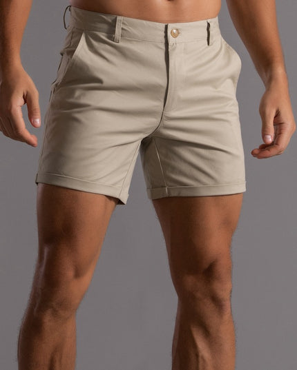 Men's Summer Linen Shorts with Pockets Khaki Men Shorts