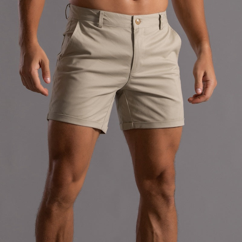 Men's Summer Linen Shorts with Pockets Khaki Men Shorts