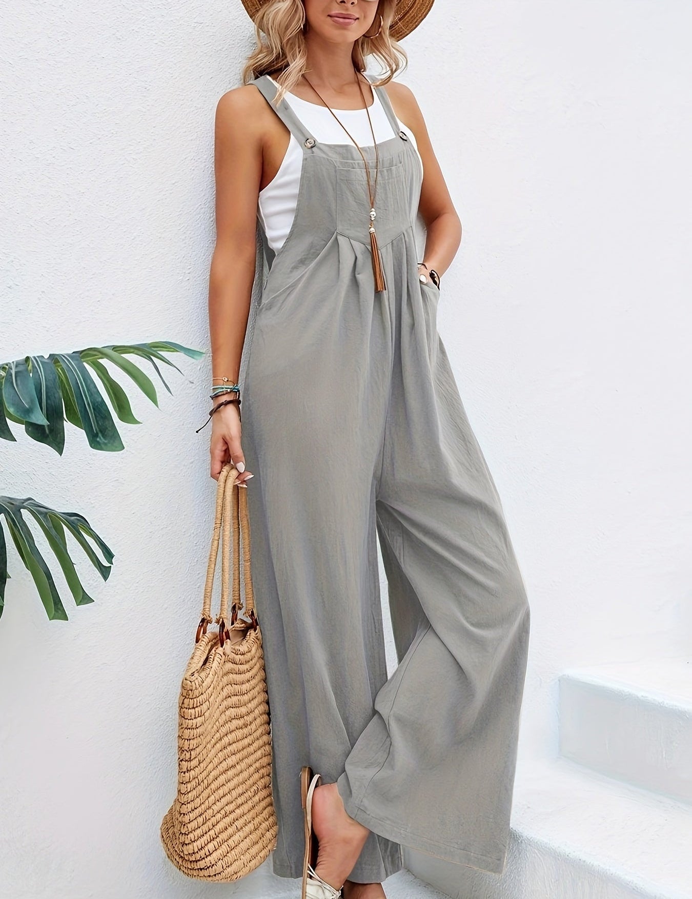 Olive | Sleeveless Jumpsuit - OKOHOKO™ FASHION