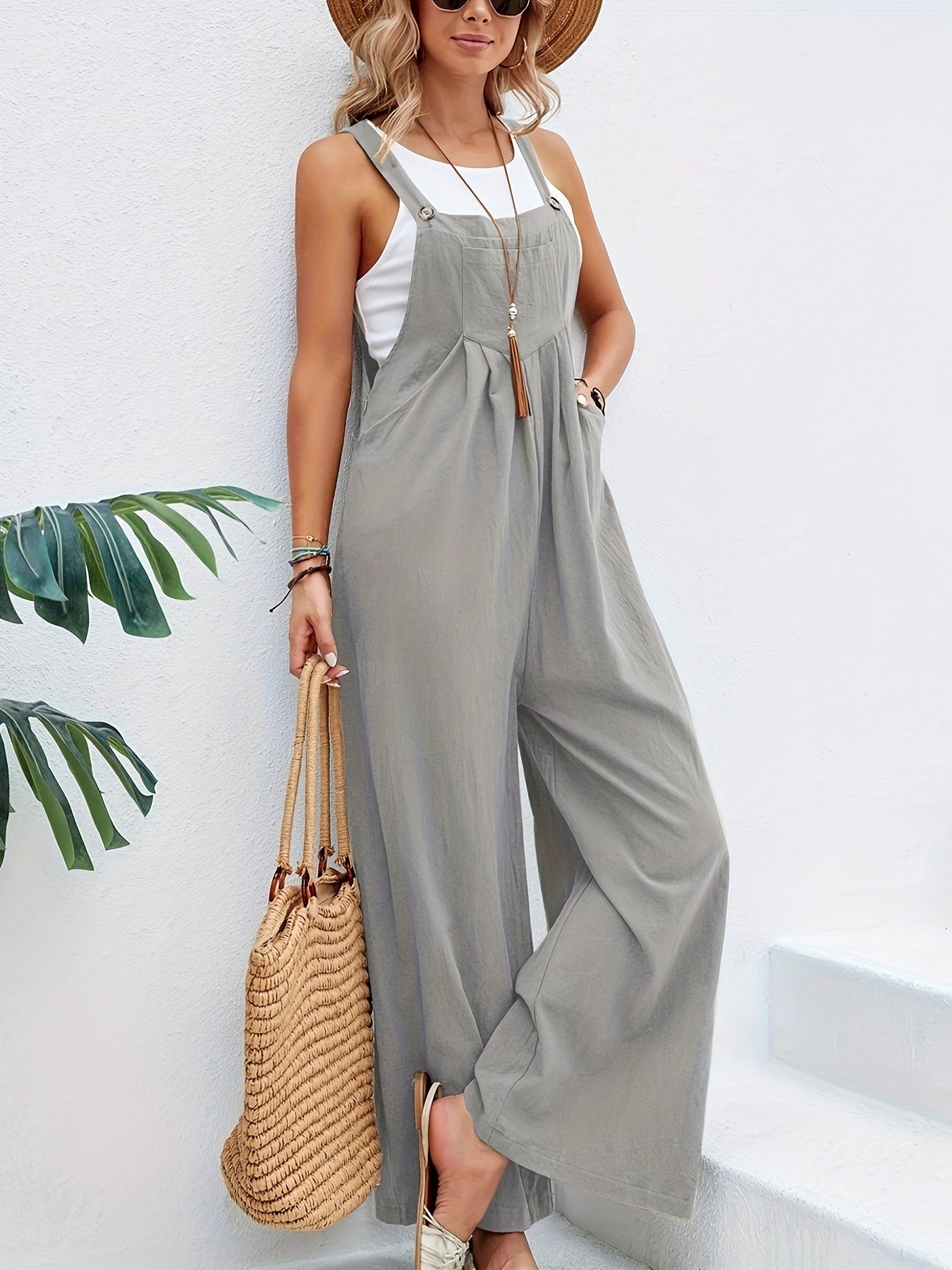 Olive | Sleeveless Jumpsuit Light grey Jumpsuits