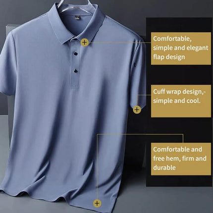 Men's Cooling Performance Polo Shirt Gray-blue T-Shirts
