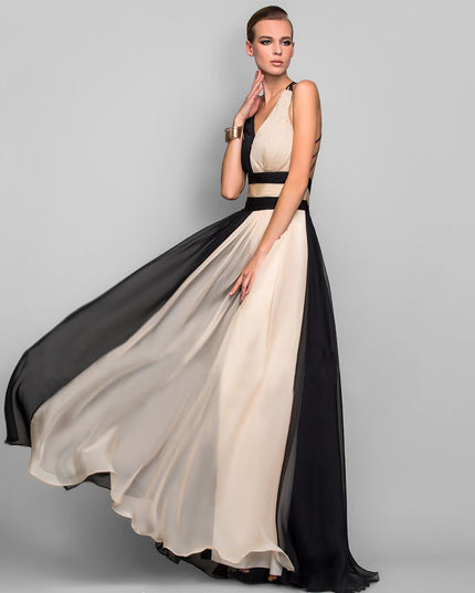 Elegant Satin V-Neck Backless Maxi Dress Dresses