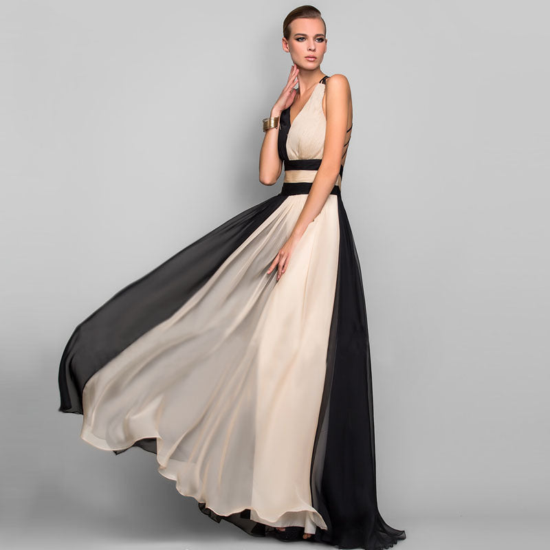 Elegant Satin V-Neck Backless Maxi Dress Dresses