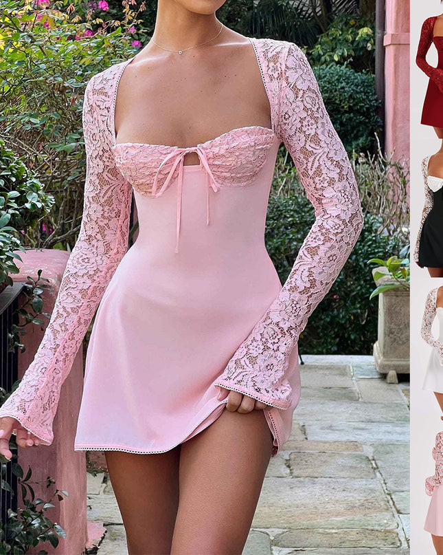 Sexy Lace Corset Backless Mini Dress Dresses