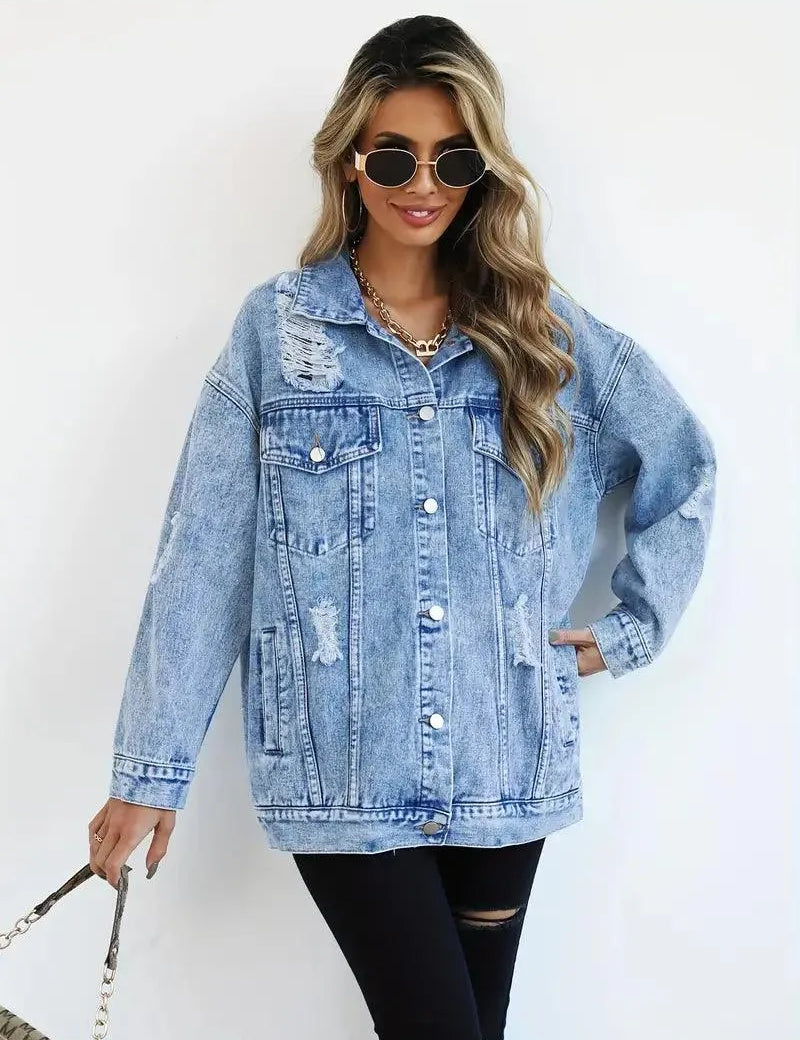 Oversized Denim Jacket Women – Olivia Trendy Jacket Blue Women's Jacket