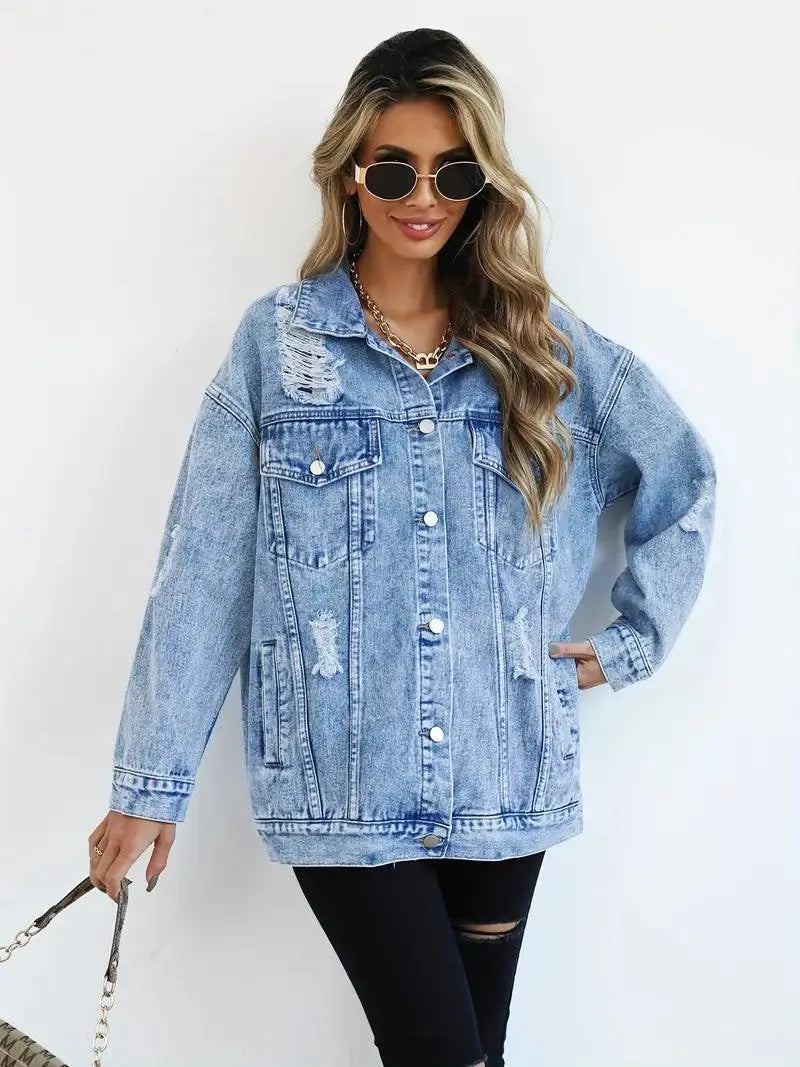 Oversized Denim Jacket Women – Olivia Trendy Jacket Blue Women's Jacket