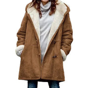 Elegant Cashmere Hooded Coat Brown Hooded Coat