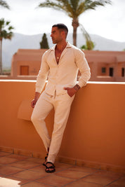 Dylan | Easy Wear Co-Ord Off-white linnen-broek