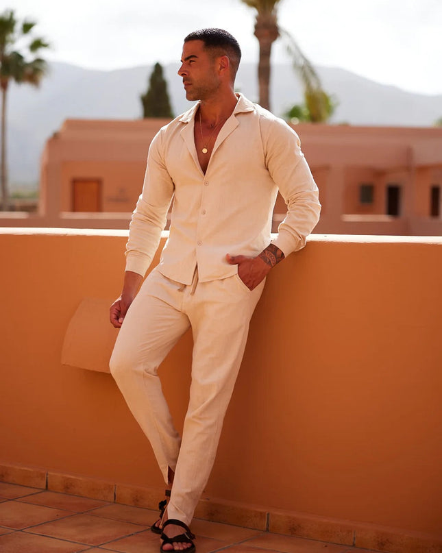 Dylan | Easy Wear Co-Ord Off-white linnen-broek