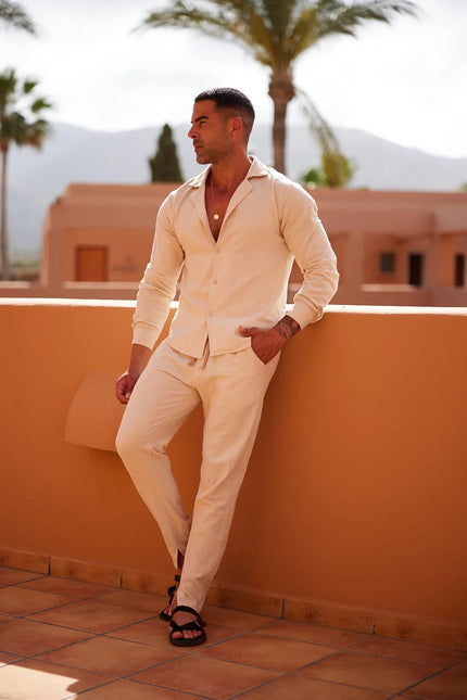 Dylan | Easy Wear Co-Ord Off-white linnen-broek