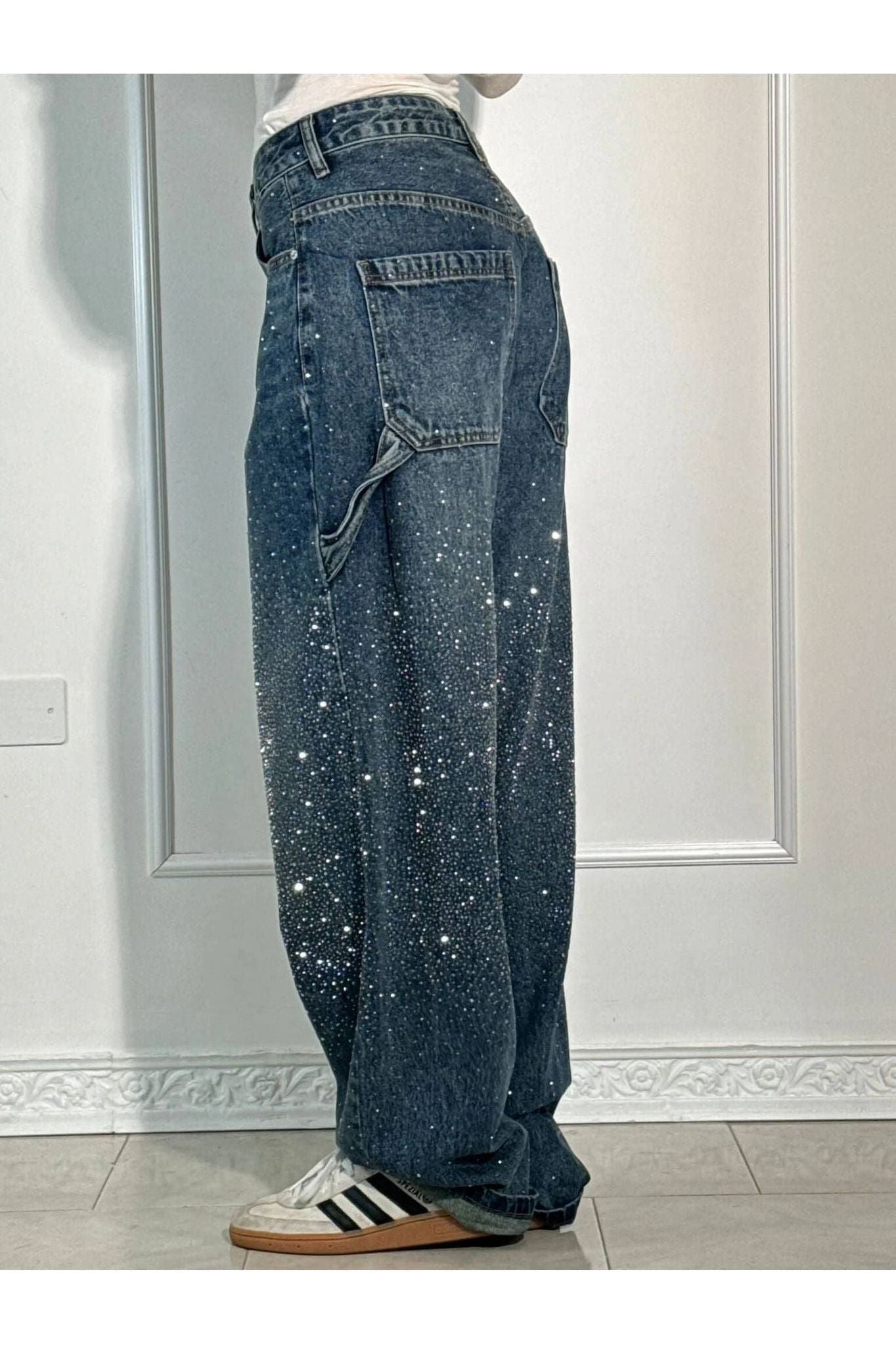 Celeste | Rhinestone Wide-Leg Jeans Pants