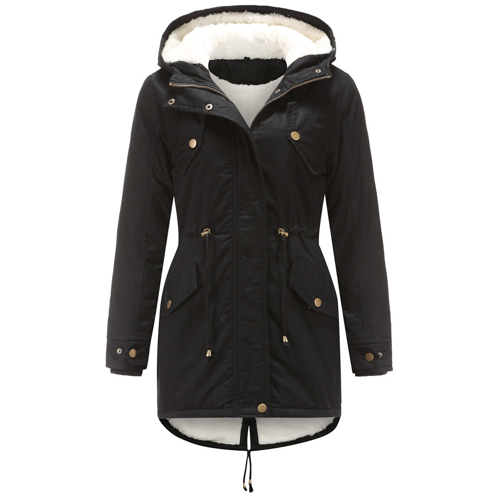 Insulated Fleece-Lined Winter Parka Jacket Black Winter Parka jacket