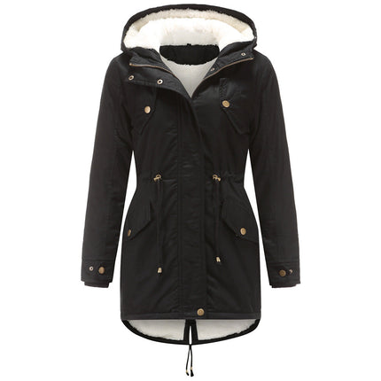 Insulated Fleece-Lined Winter Parka Jacket Black Winter Parka jacket