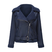 Faux Suede Winter Jacket Dark blue Jackets