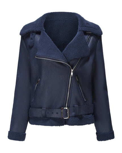 Faux Suede Winter Jacket Dark blue Jackets