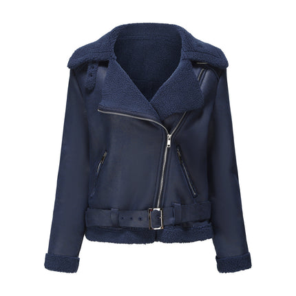 Faux Suede Winter Jacket Dark blue Jackets