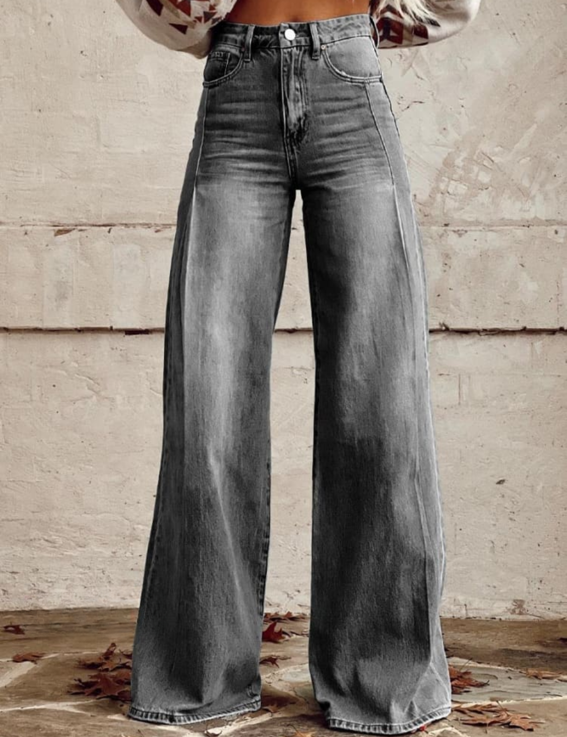 Women's Classic Fade Print Casual Wide Leg Pants Grey Wide-leg pants