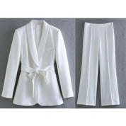 Women's Elegant Two-Piece Suit White Blazer