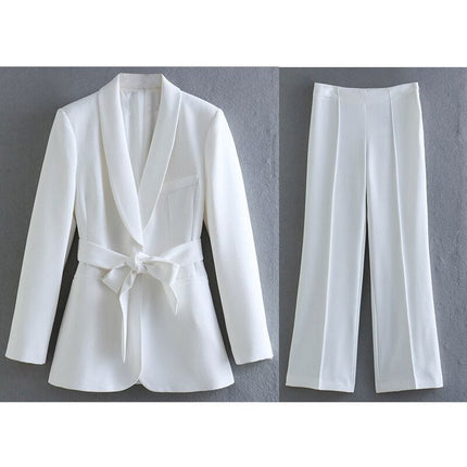 Women's Elegant Two-Piece Suit White Blazer