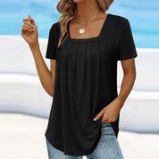 Junia - Elegant Pleated Blouse Smokey Black Blouses & Shirts