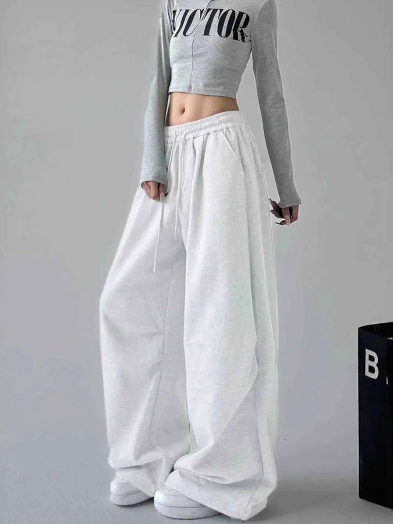 Oversized Wide Leg Drawstring Pants