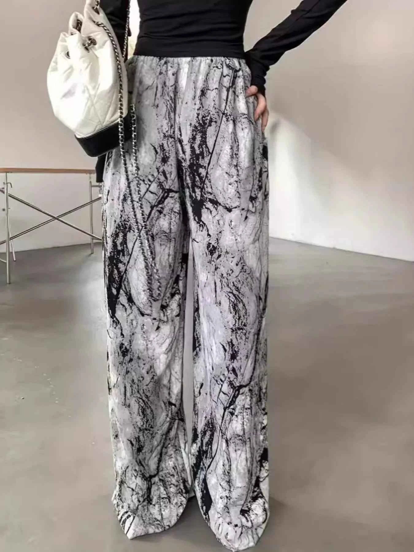 Abstract Print Wide Leg Pants