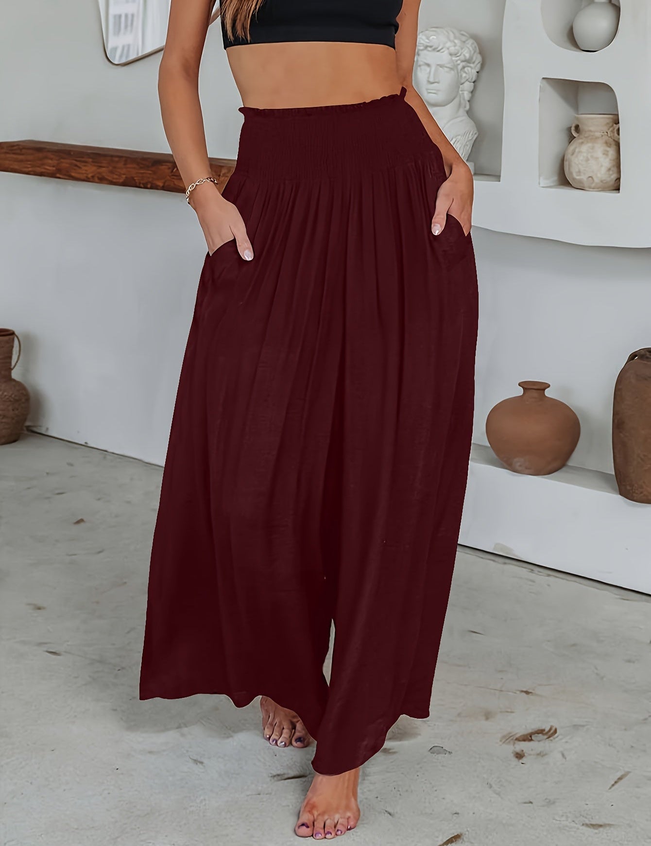 Nela - Casual trousers Bordeaux