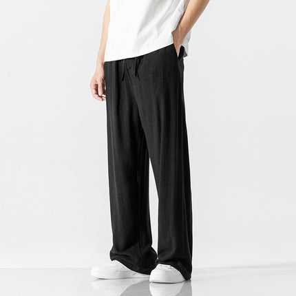 Men's Summer Linen Pants Black Trousers
