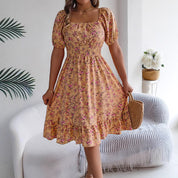 Floral Print Square Neck Dress Dresses