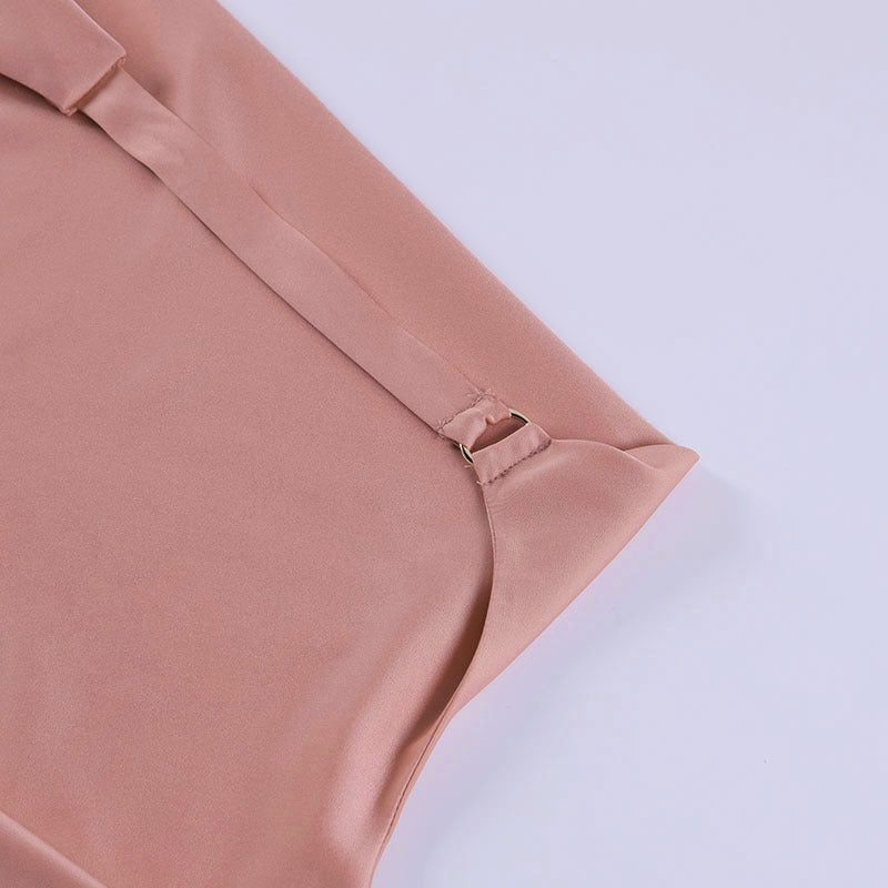 Satin V-Neck Backless Mini Dress Dresses