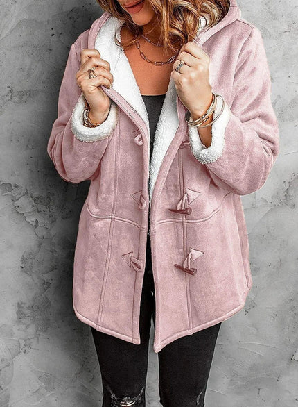 Elegant Cashmere Hooded Coat Pink Hooded Coat
