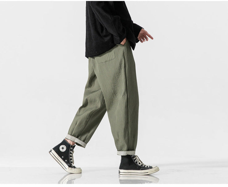 Men's Casual Loose Fit Straight-Leg Trousers Trousers