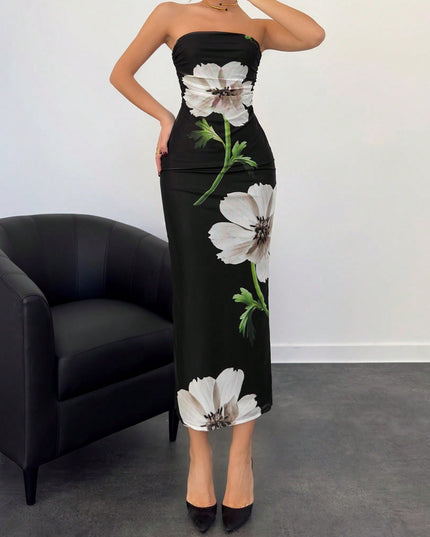 Women's Slim-Fit Floral Print Dress 8Color Dress