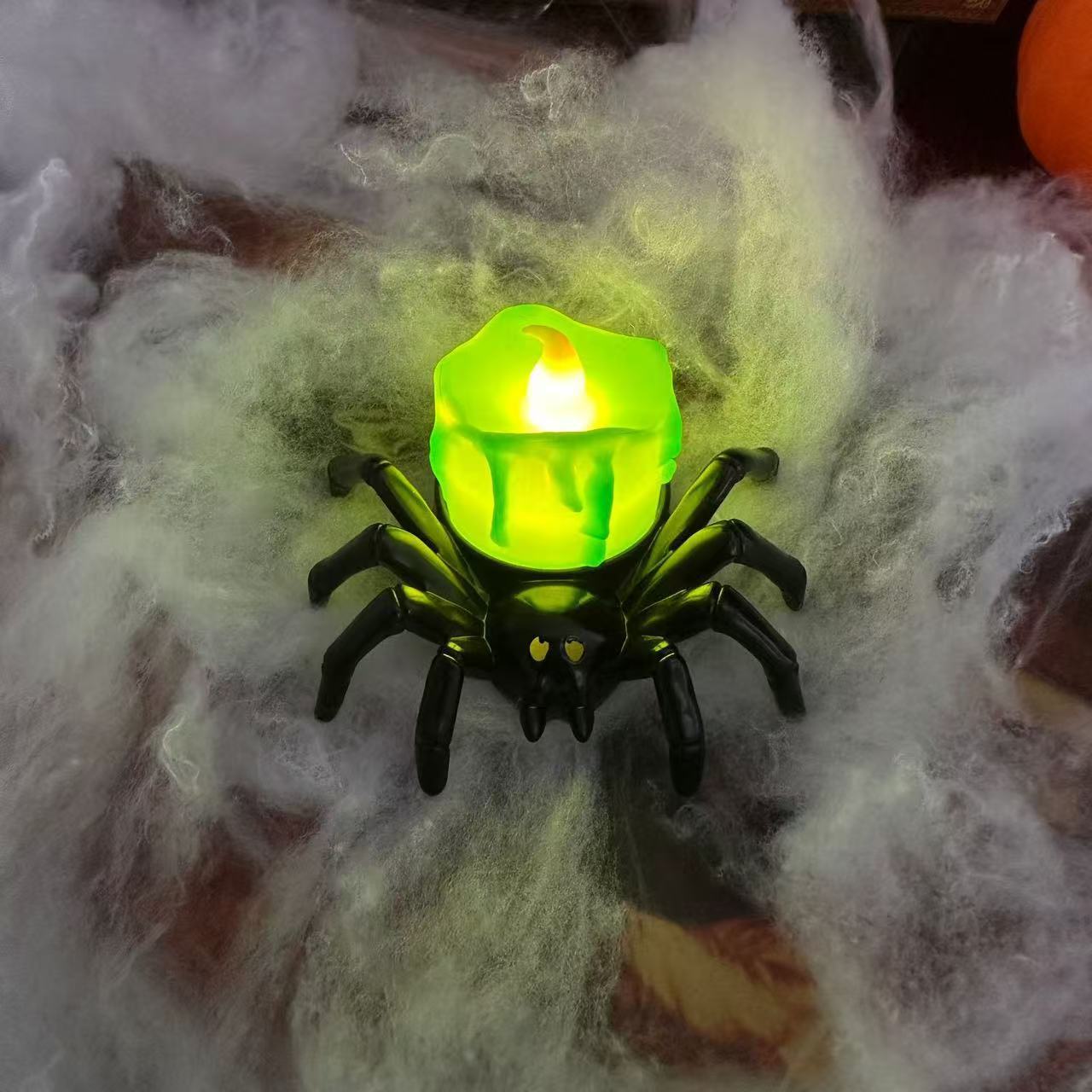 Halloween Spider Candle Night Light Spider Back Green Candle Halloween Decorations
