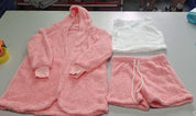 3-Piece Women’s Pajama Set | Crop Top, Shorts & Jacket Pink Women Pants