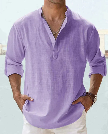 Men's Classic Linen Shirt Purple Shirts