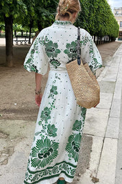 Ankle Length Button Down Print Maxi Dress Dresses