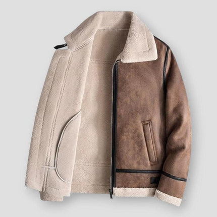 Lamb Wool Leather Jacket Khaki Wool Leather Jacket