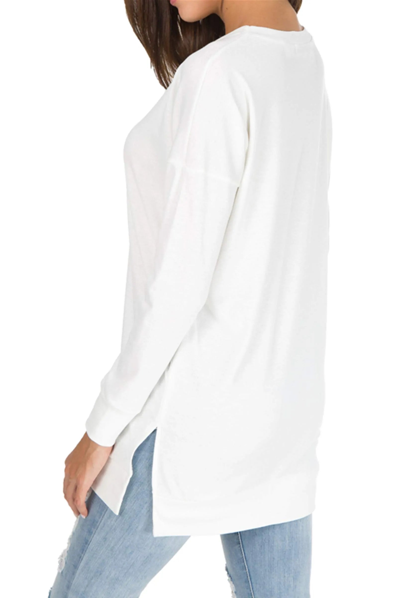 Long Sleeve Side Slit Comfort Top Sweaters