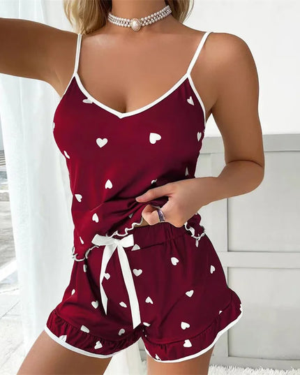 Women’s Large-Size Summer Pajama Set Claret Women's Tops