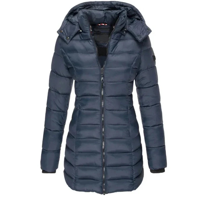 Arella™ | Long Padded Puff Jacket Navy Blue Jackets