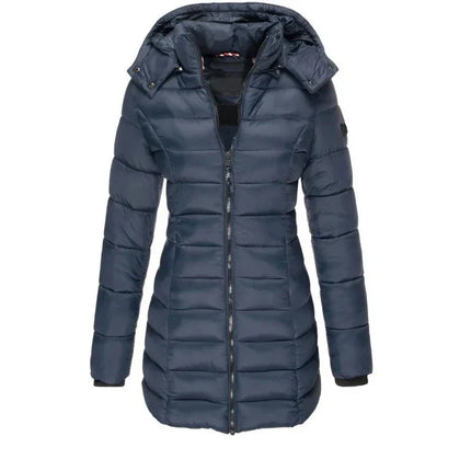 Arella™ | Long Padded Puff Jacket Navy Blue Jackets